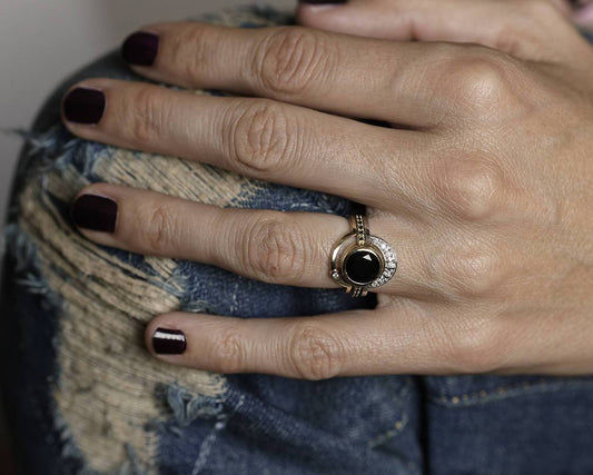Okrugli Black Diamond Bridal Ring Set