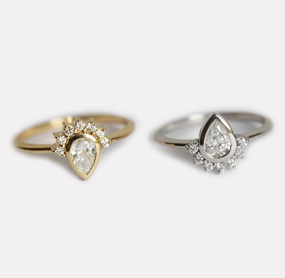 Pear Vhite Diamond Halo set vereničkog prstena