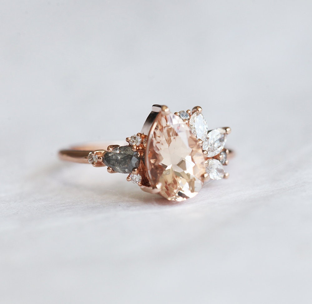 Morganit Diamond Cluster Ring