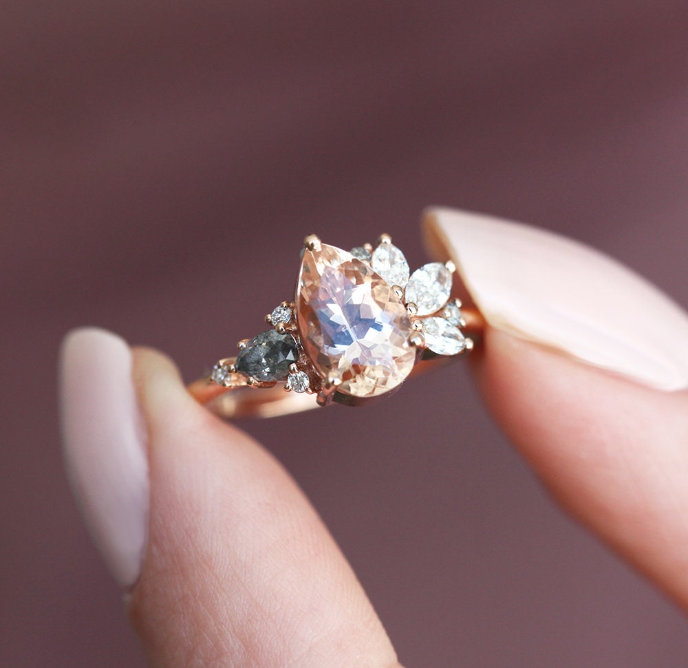 Morganit Diamond Cluster Ring