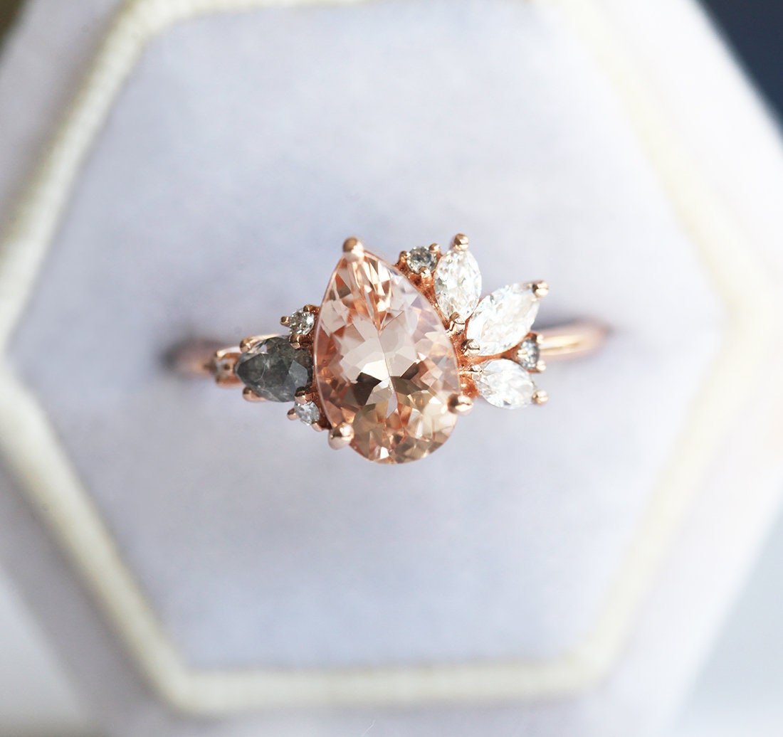 Morganit Diamond Cluster Ring