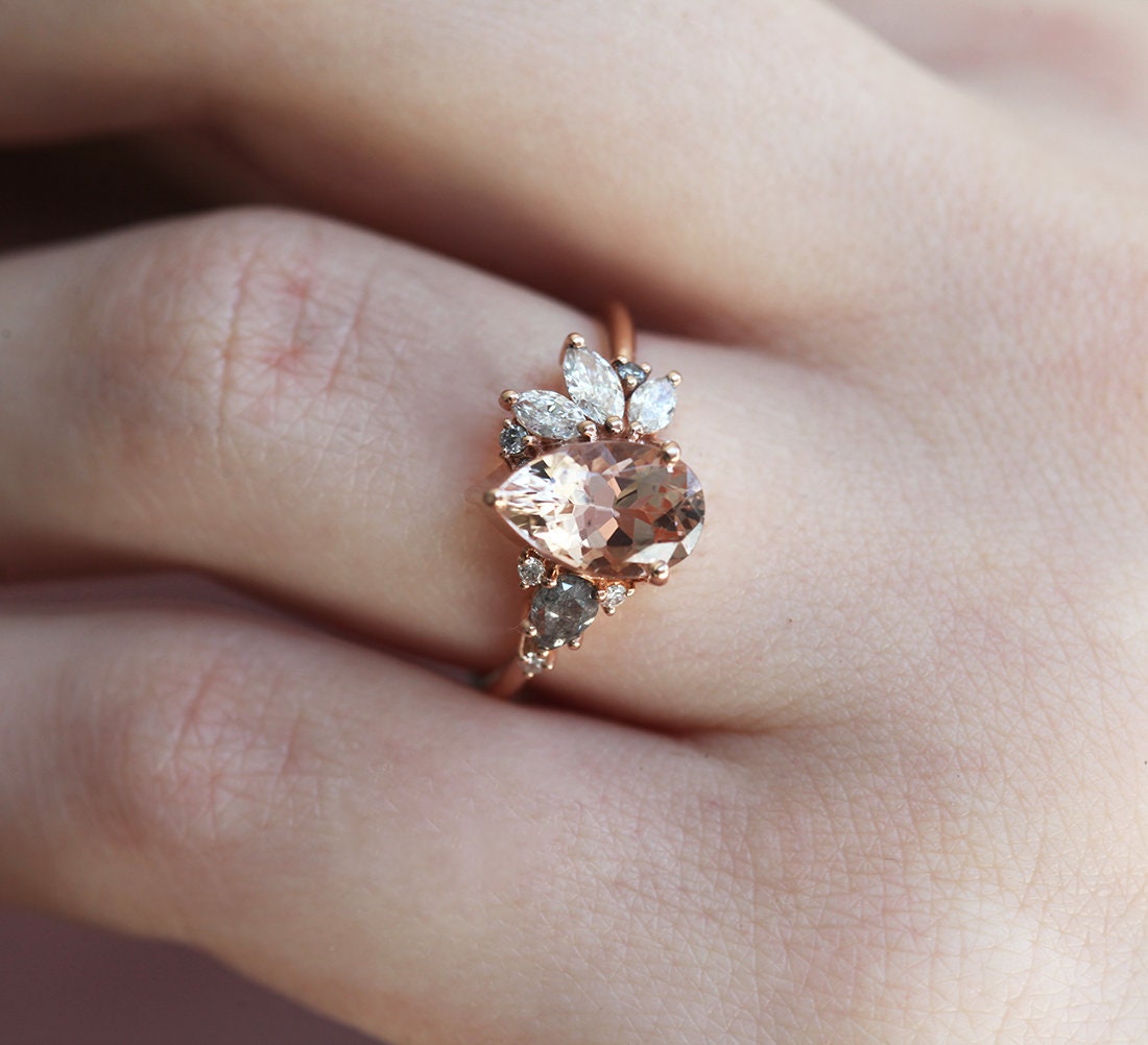 Morganit Diamond Cluster Ring