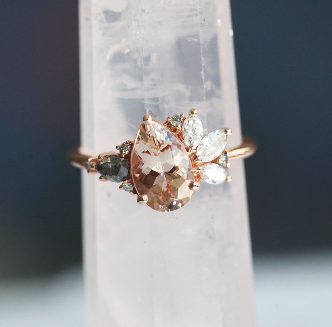 Morganit Diamond Cluster Ring