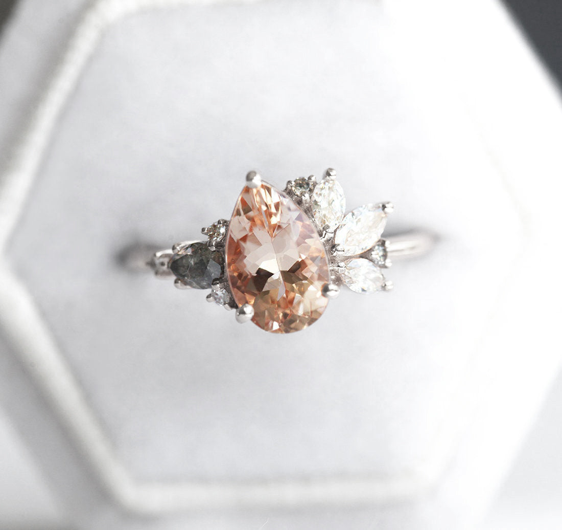 Morganit Diamond Cluster Ring