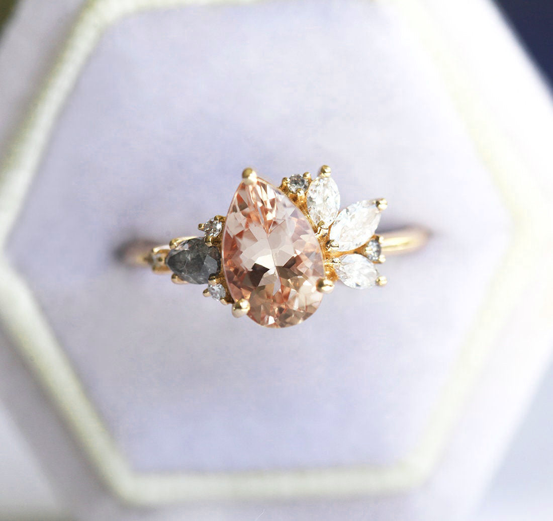Morganit Diamond Cluster Ring