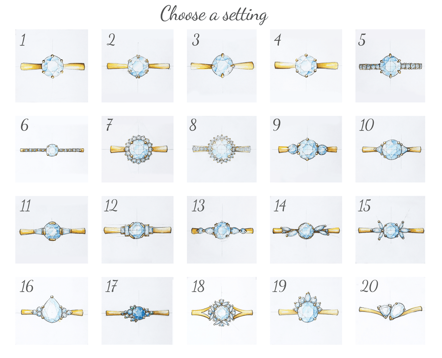 Teal safir prsten Katalog, numerisan