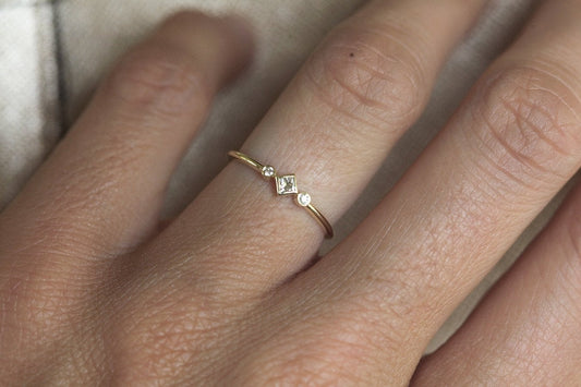 Petite Diamond Ring, Princess Diamond Ring-Capucinne