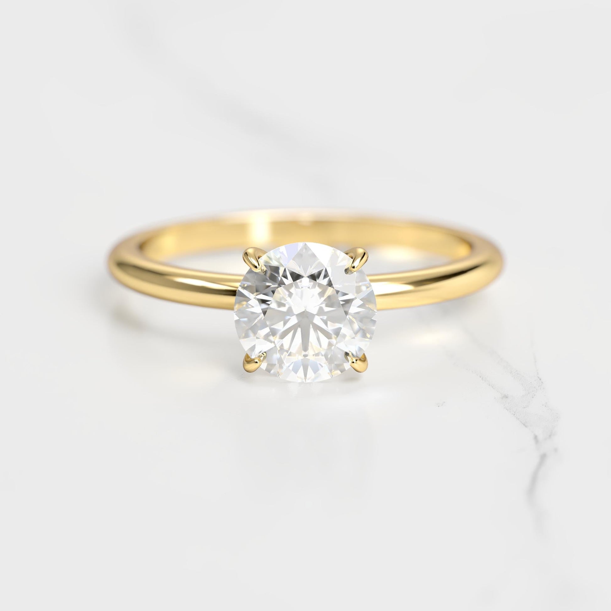 Okrugli konusni pasijans moissanite prsten
