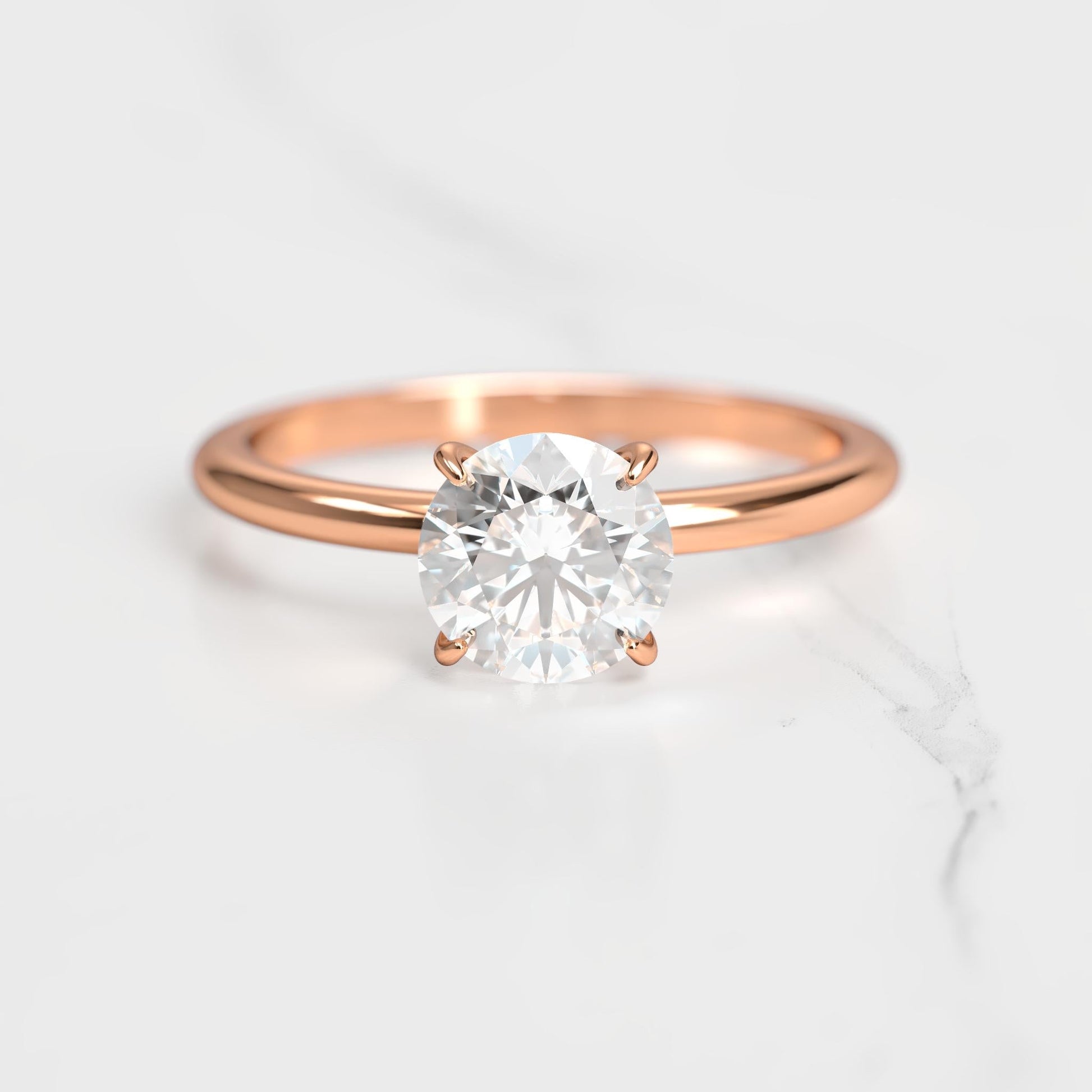 Okrugli konusni pasijans moissanite prsten