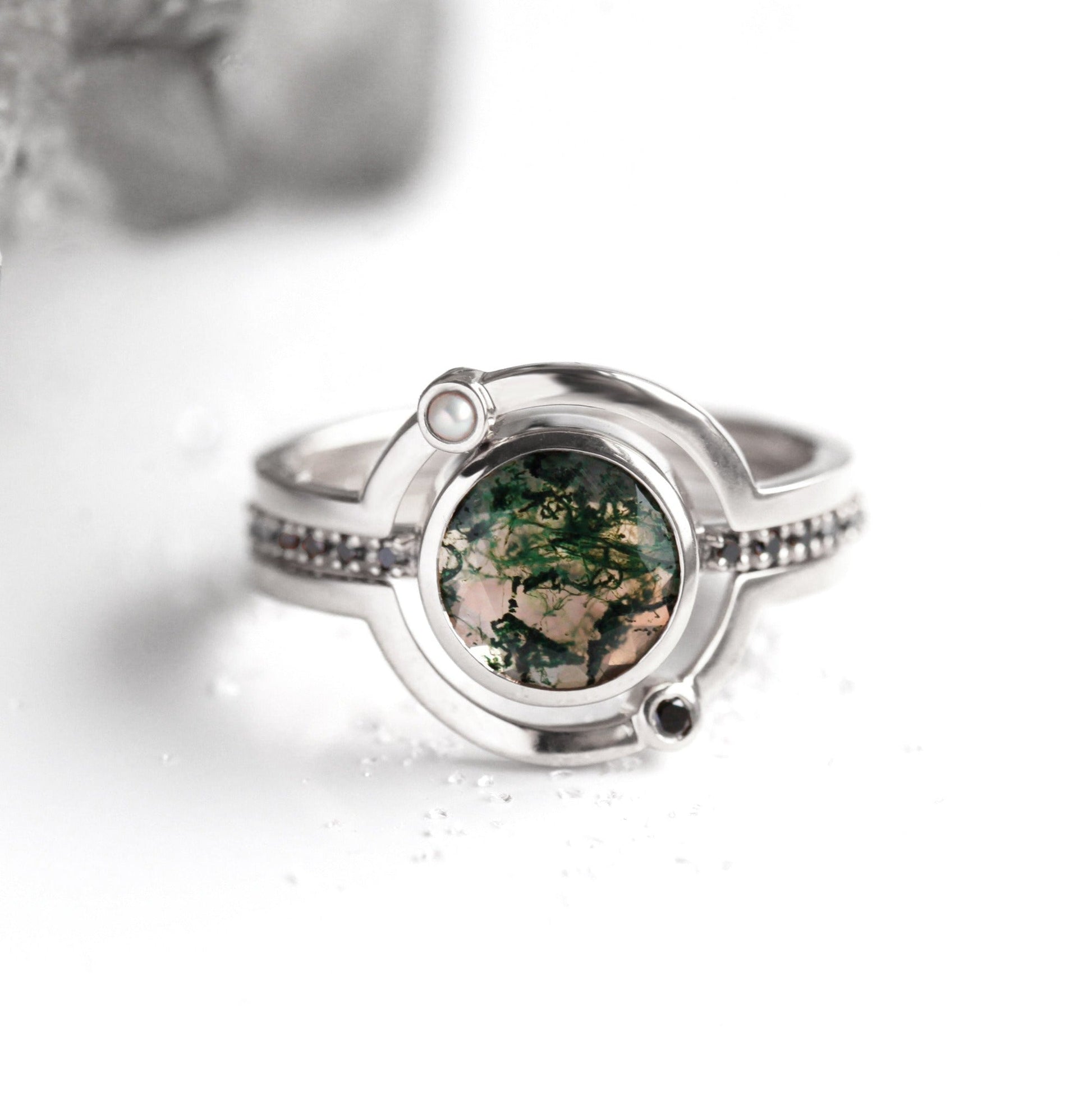 Saturn Moss ahat prsten set