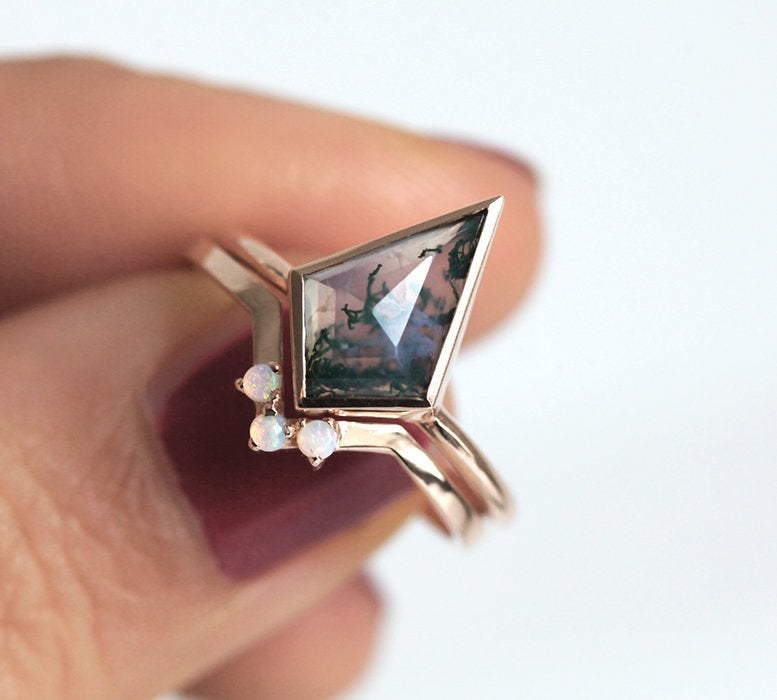 Set prstenova od kite Moss Agate